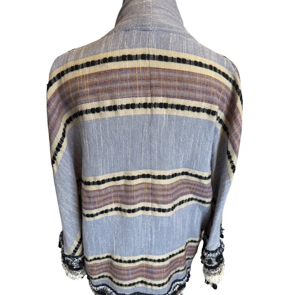 2/$30 ZARA Small Woven BOHO Open-Front Jacket Cardigan Fringe Pom Tassel Trim - Picture 9 of 15